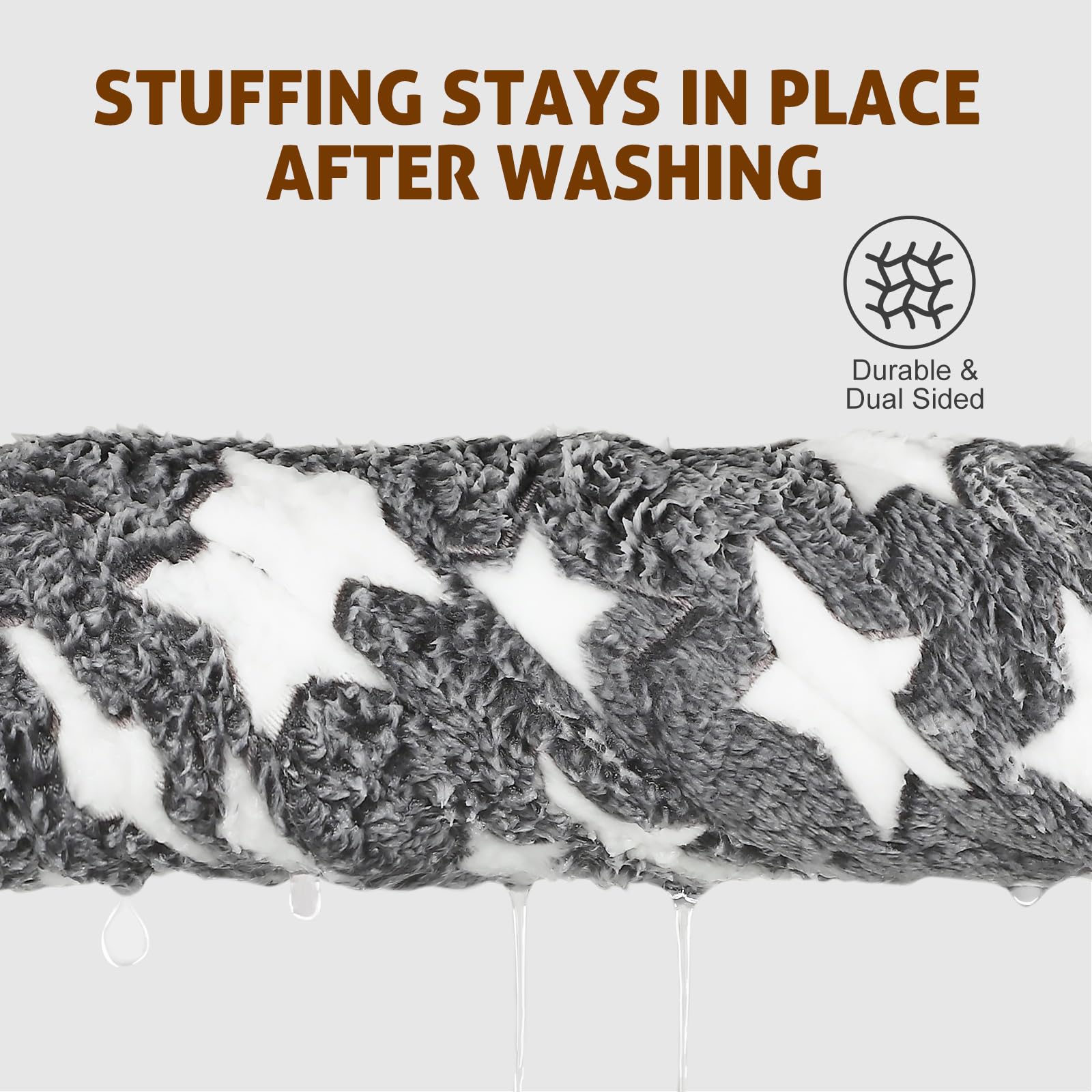 Mora Pets star-print grey bed provides soft fleece for naps and lounging.