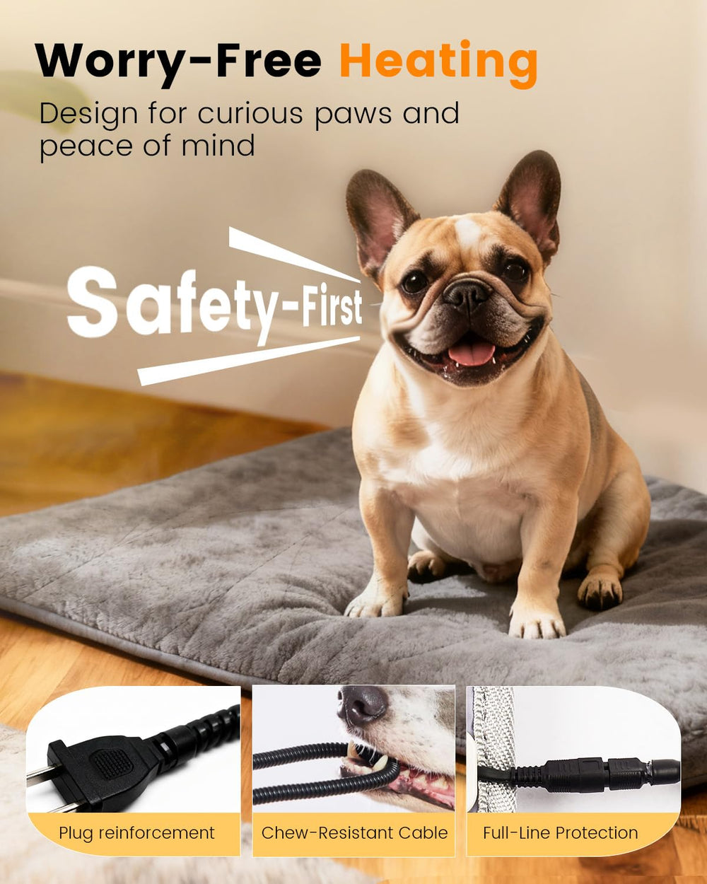 Mora Pets waterproof heating sheet protects against spills while warming.