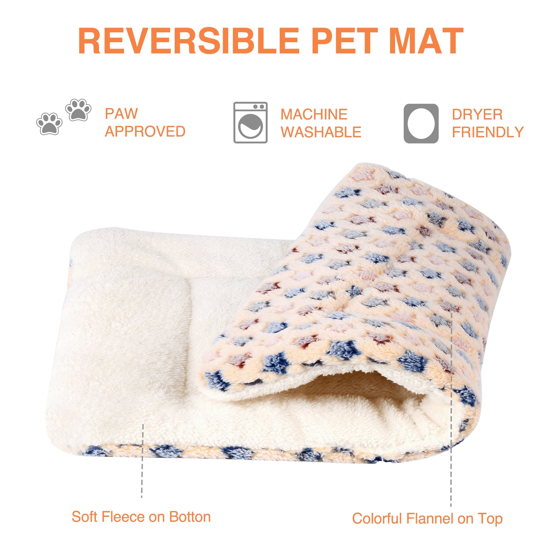 Mora Pets reversible fleece side showcases colors to match home décor.