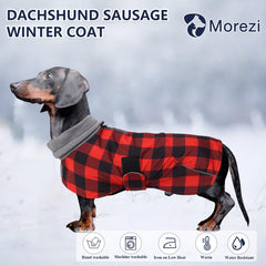 Morezi Dachshund Coat adjustable bands ensure secure fit for dachshunds.