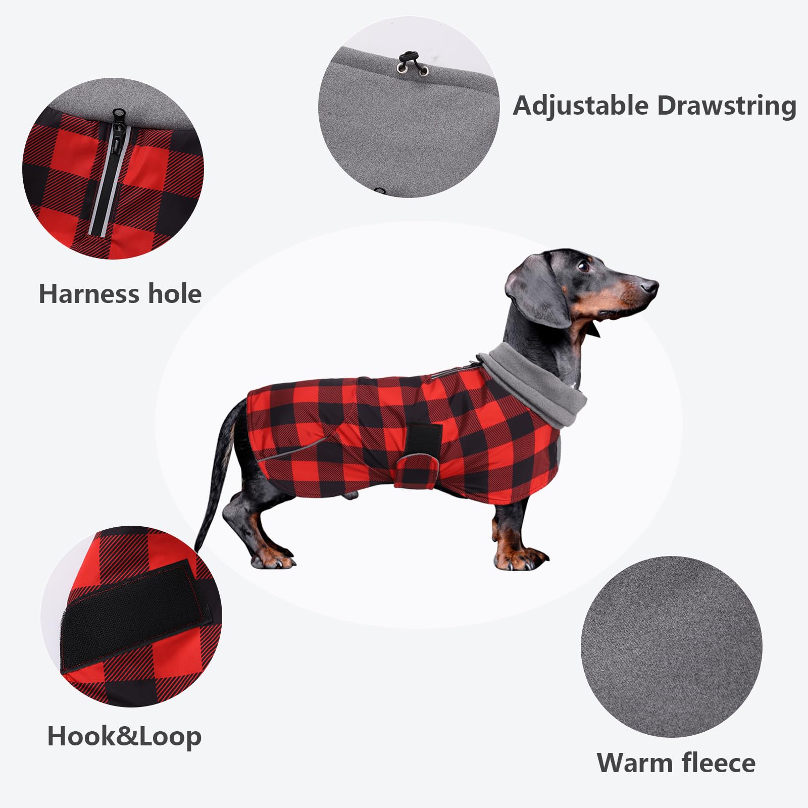 Morezi Dachshund Coat warm fleece lining adds cozy warmth on cold days.