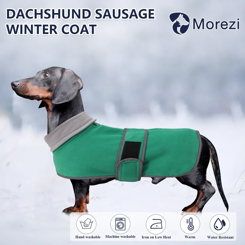 Morezi dachshund coat XS back view showing long-back coverage and cozy insulation.