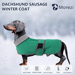 Morezi dachshund coat XS back view showing long-back coverage and cozy insulation.