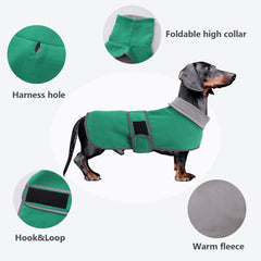 Morezi dachshund coat XS night view with reflective trim for visibility.