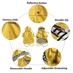 Morezi raincoat with harness hole and back pocket for convenient essentials.