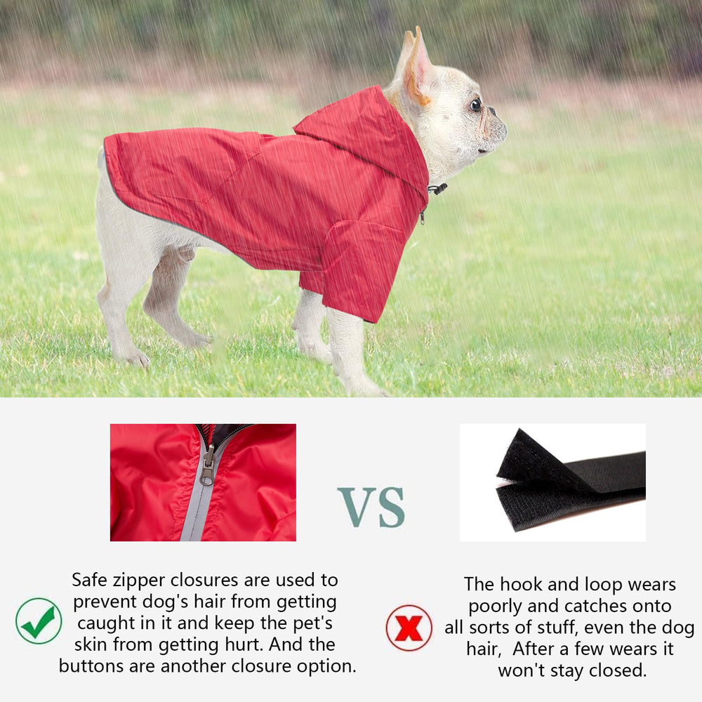 Morezi dog raincoat red wet-weather on dog demonstrates reliable protection in rain