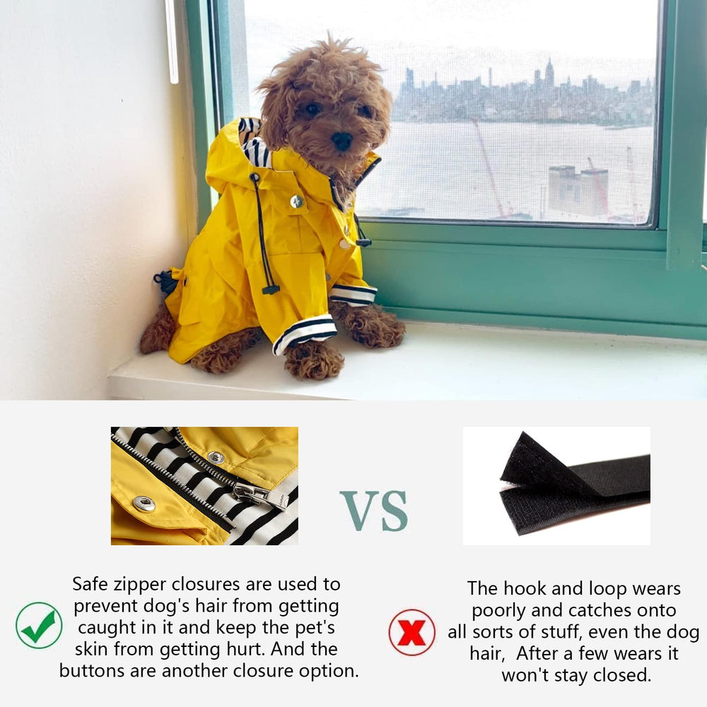 Morezi dog raincoat with reflective buttons enhances nighttime visibility.
