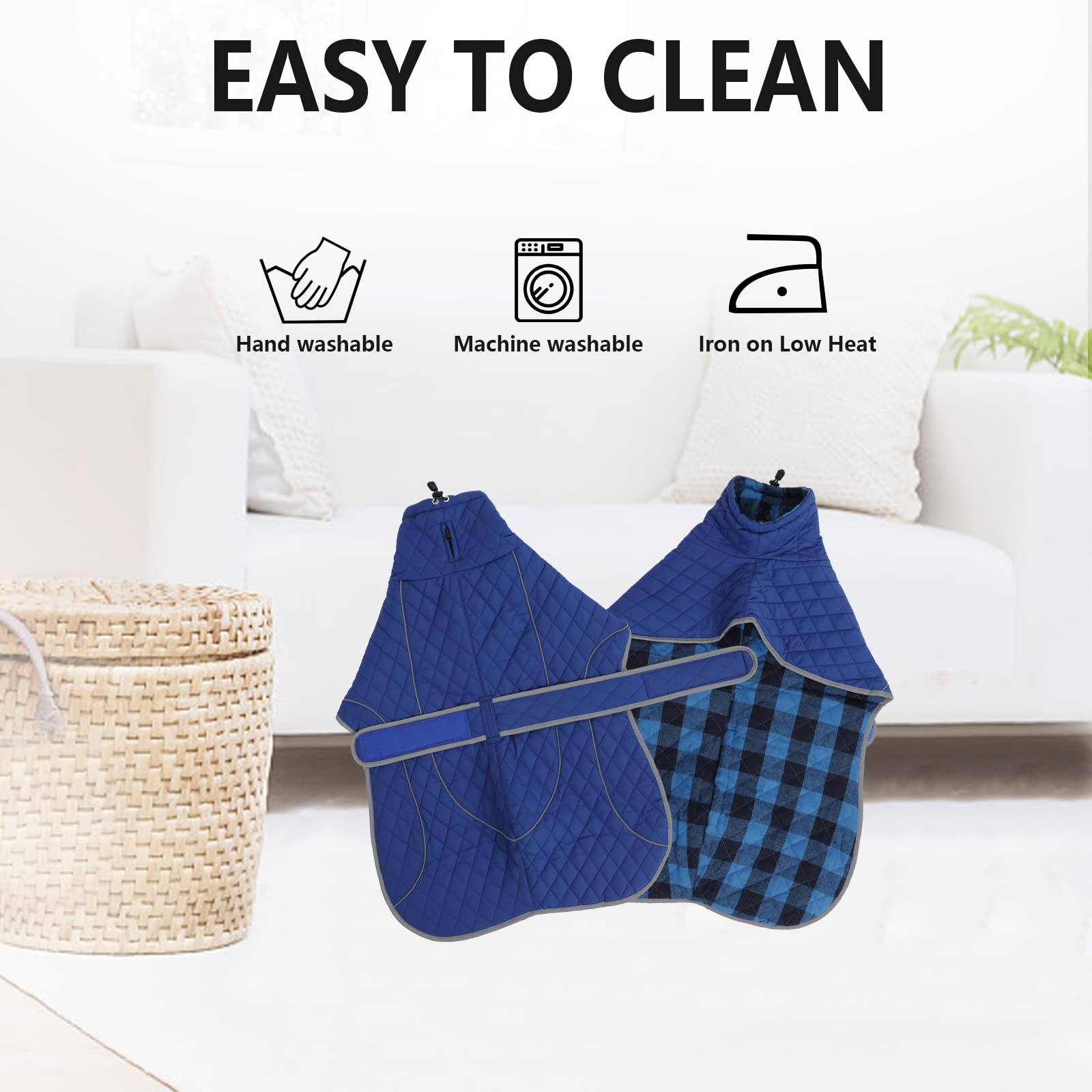 Morezi Greyhound Winter Coat care-wash demonstrates machine washable convenience.