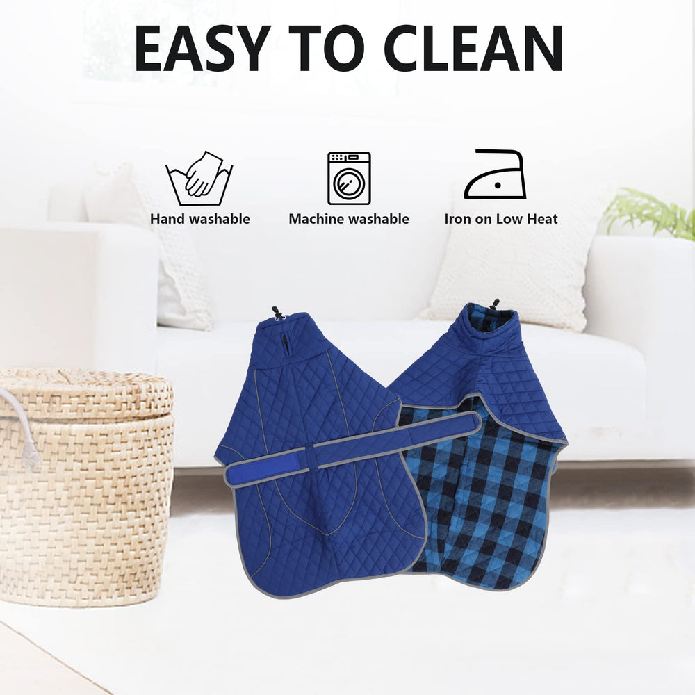 Morezi Greyhound Winter Coat care-wash demonstrates machine washable convenience.