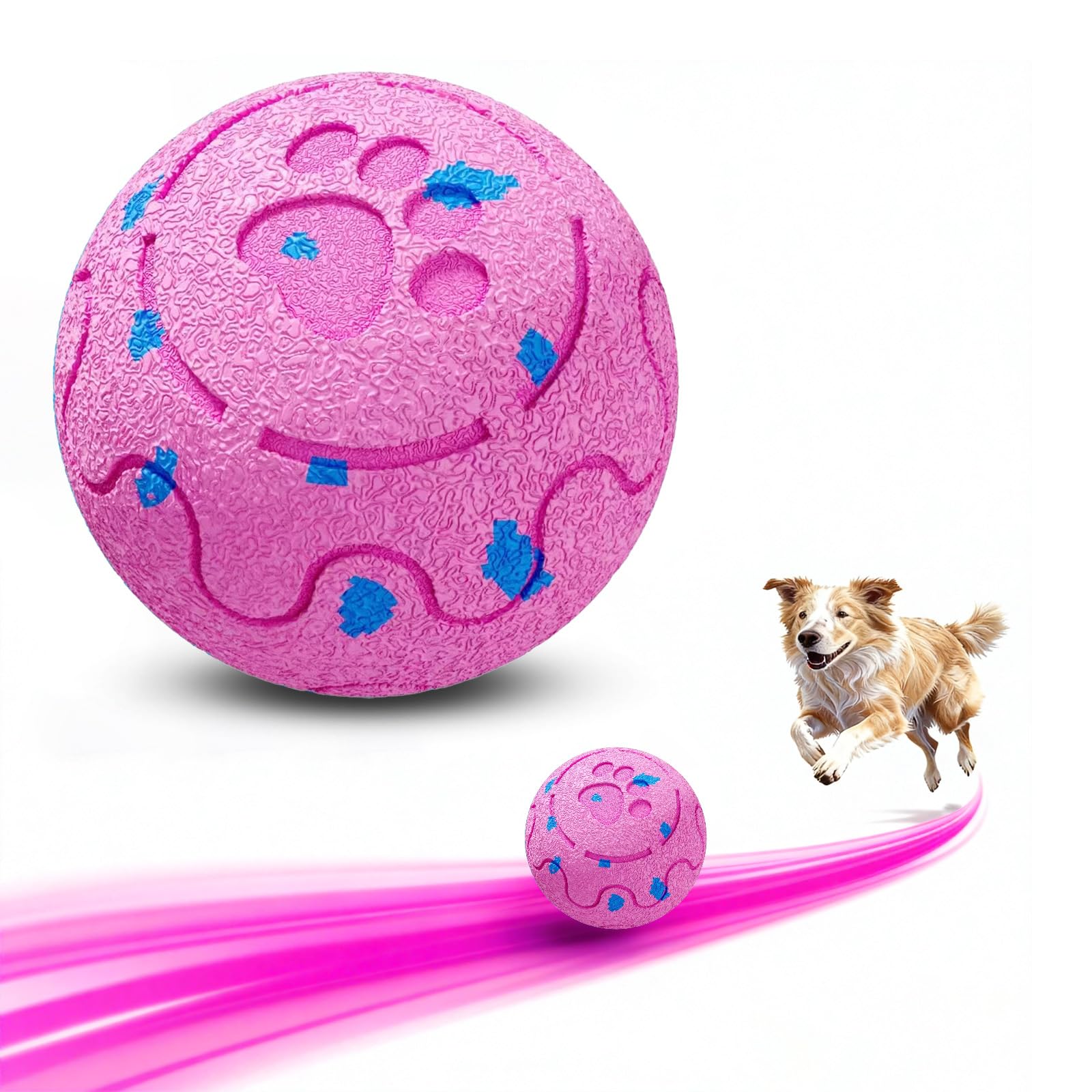 Morhandisn dog ball pink full view for engaging fetch and exercise.