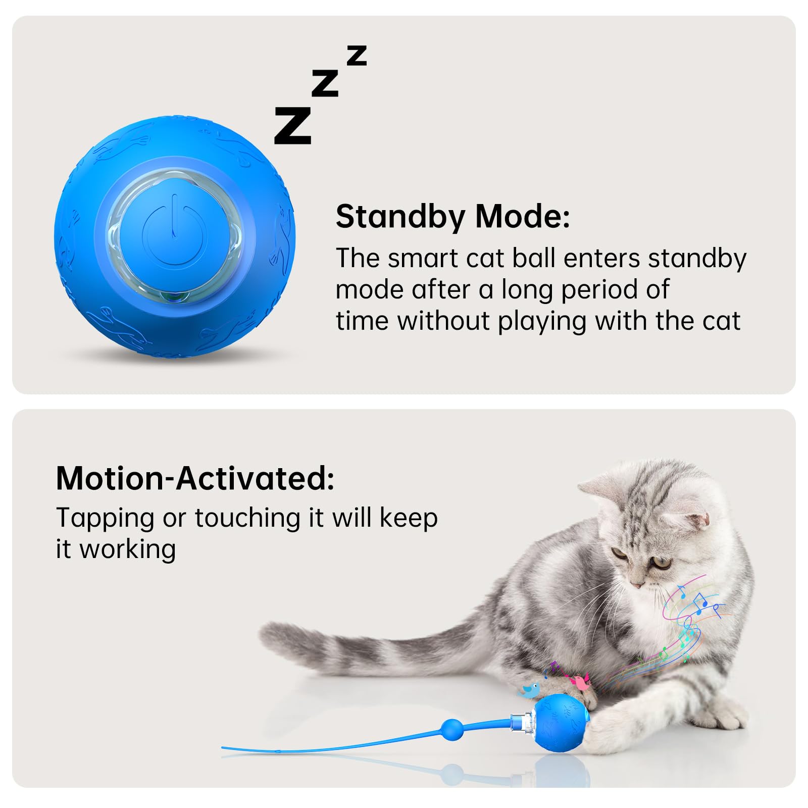 morhandisn interactive cat ball three-motions blue design keeps cats curious
