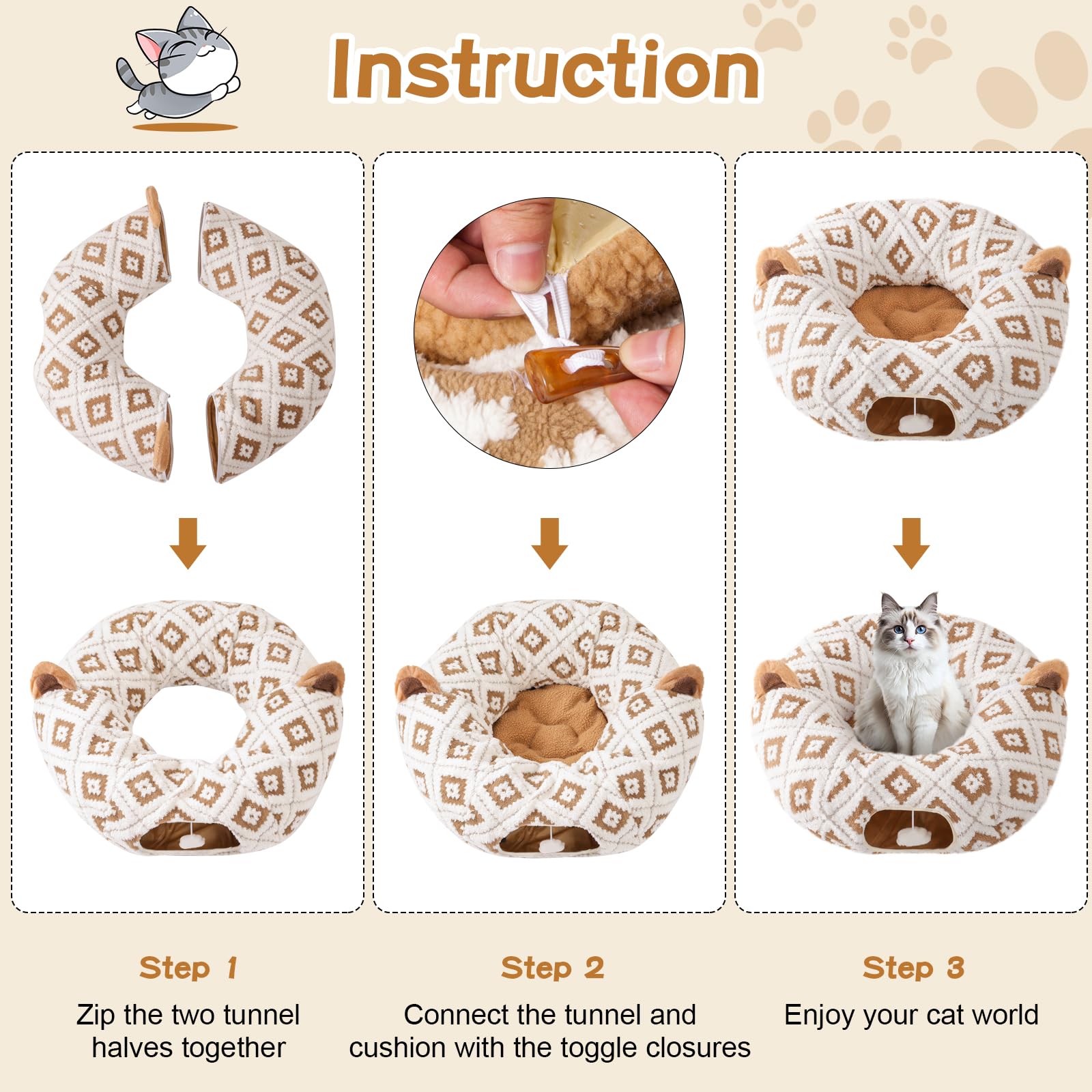 Morikey Brown Jacquard Pattern adds chic decor while keeping pets comfy