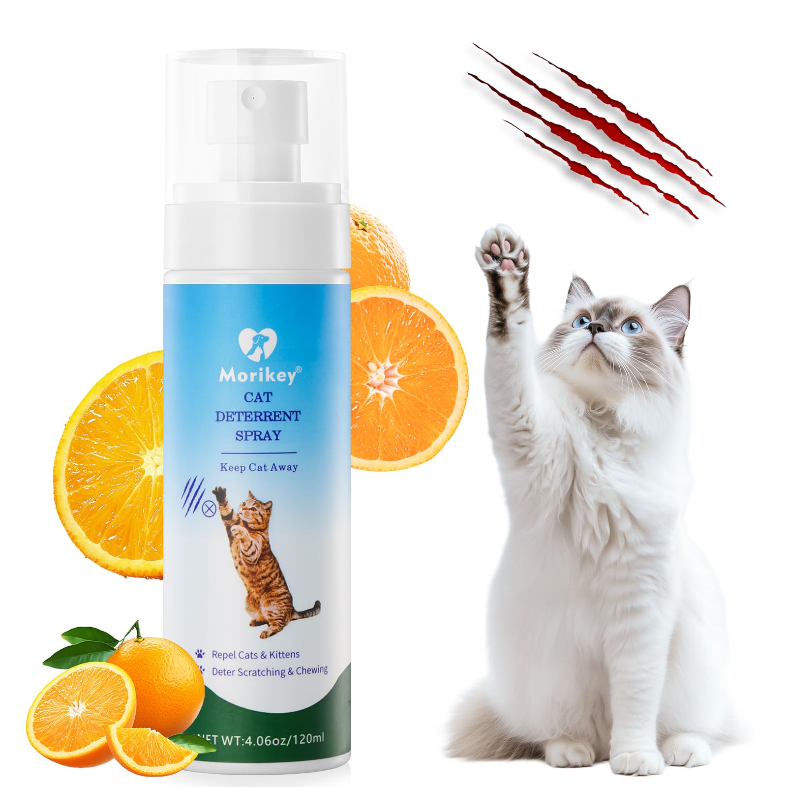 Morikey cat deterrent spray bottle top view for easy application during training.