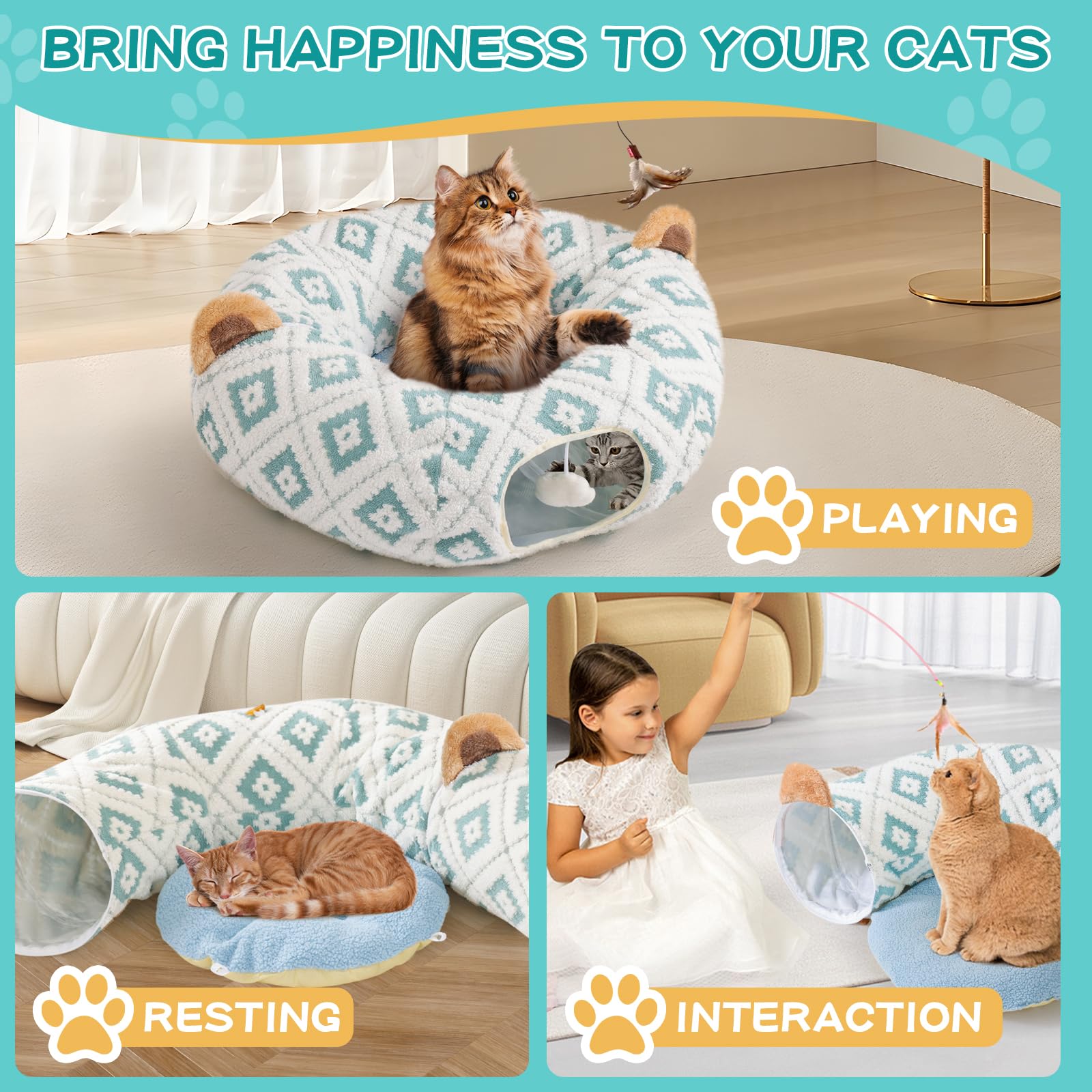 Morikey cat tunnel easy-clean removable bed 08 simplifies maintenance and daily use.