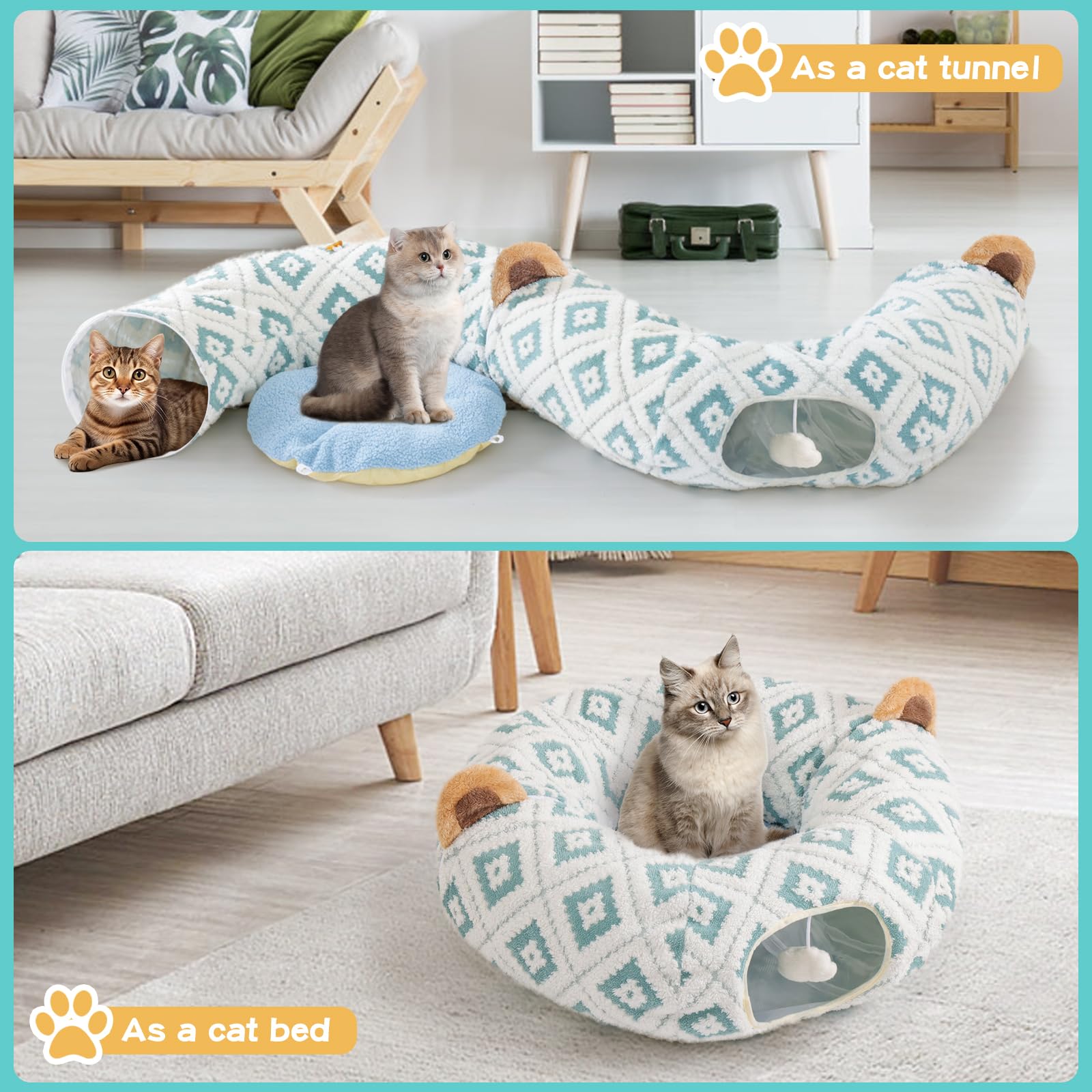 Morikey cat tunnel foldable storage 05 shows compact portability and storage convenience.