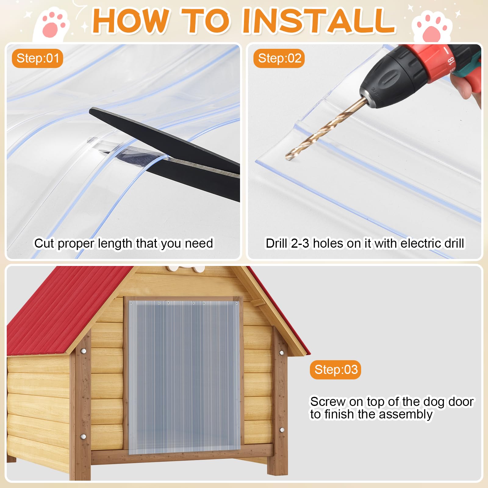 Morikey dog door flaps easy-clean surface image indicates soap-and-water wipeability.