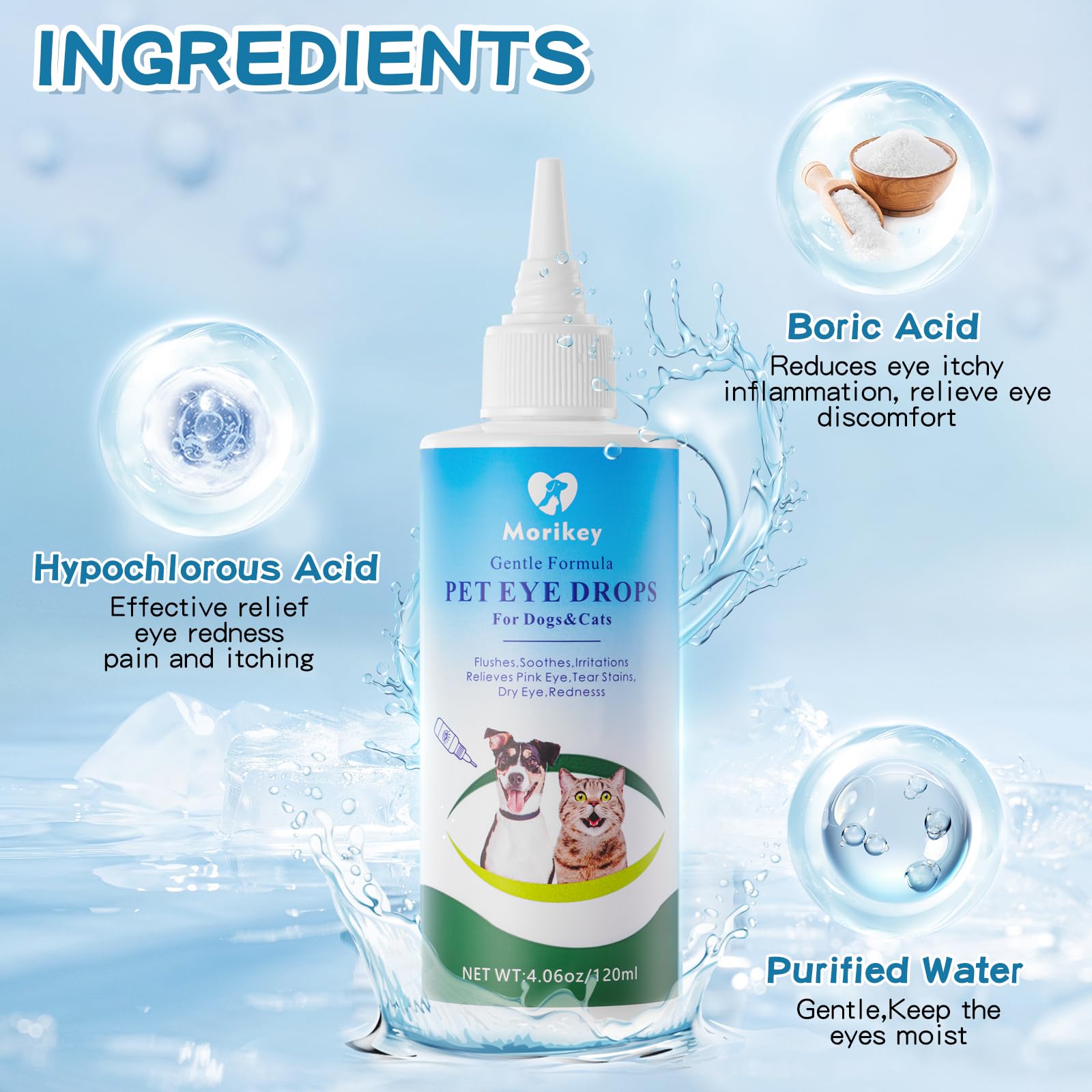 Applying Morikey Pet Eye Drops to soothe irritated eyes with a soft touch.