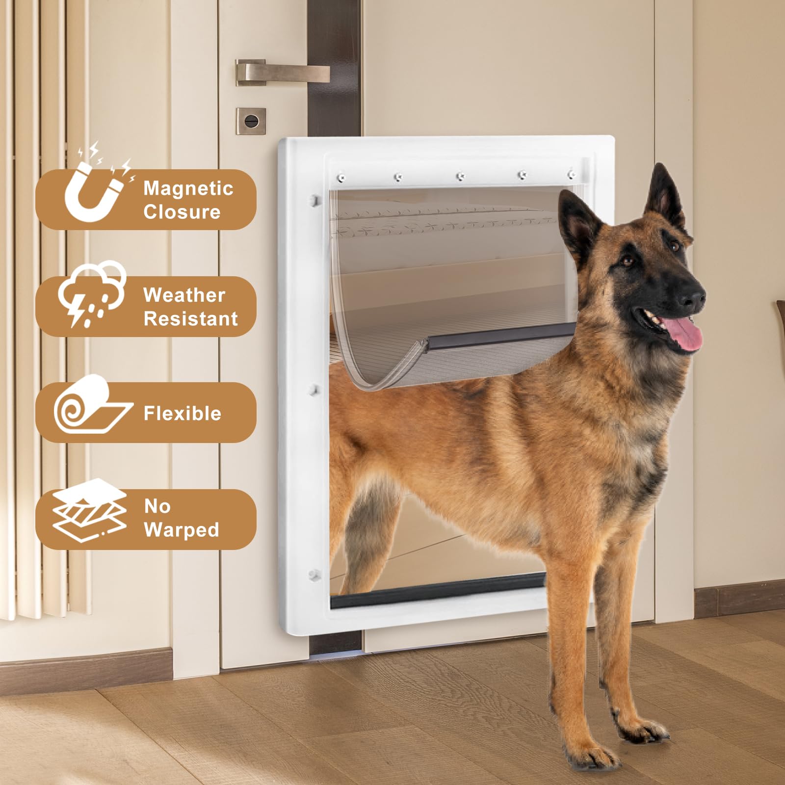 Morikey weather-resistant flap panel standing up to wind and rain.