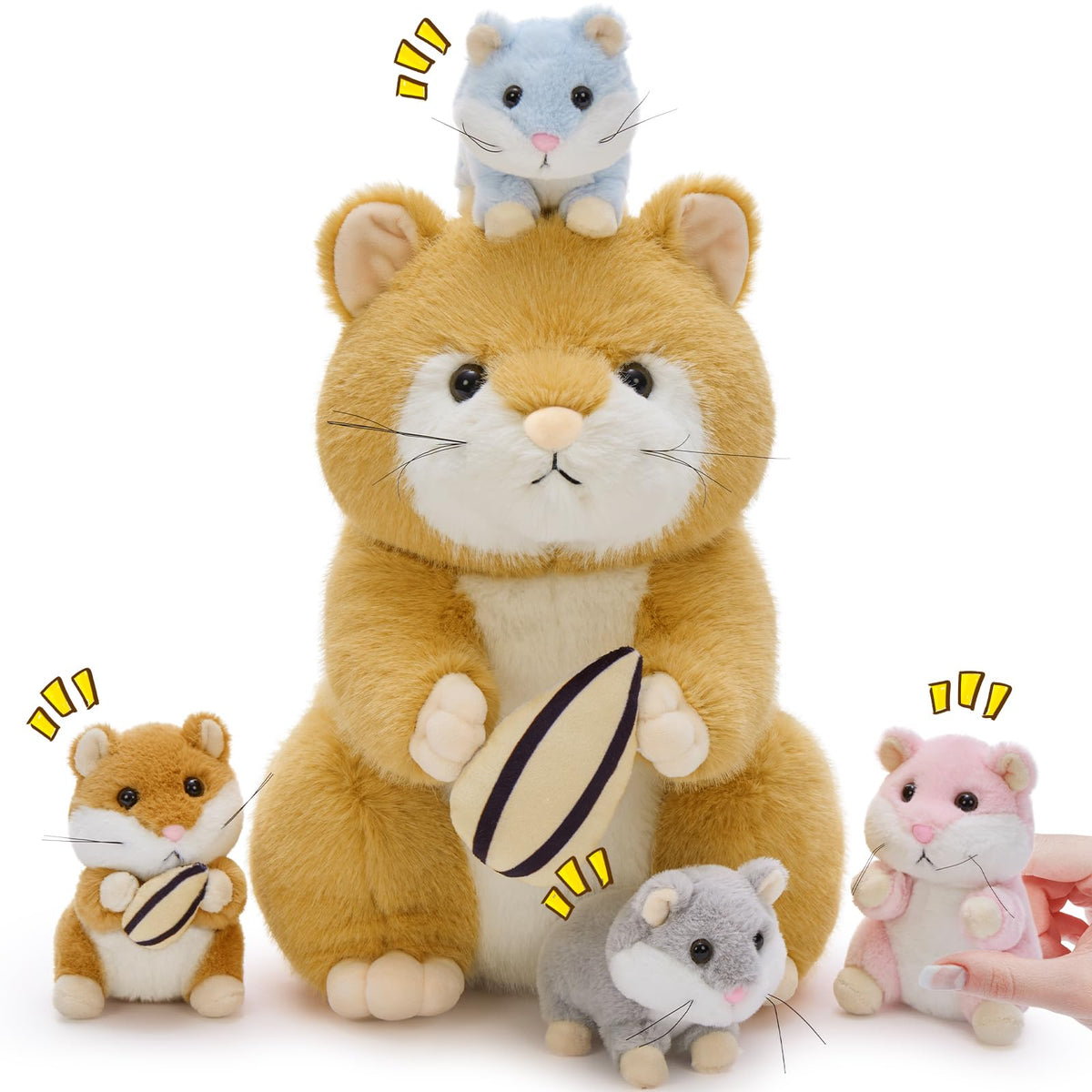 MorisMos Realistic Hamster Mama Plush ready for cuddles and imaginative play.