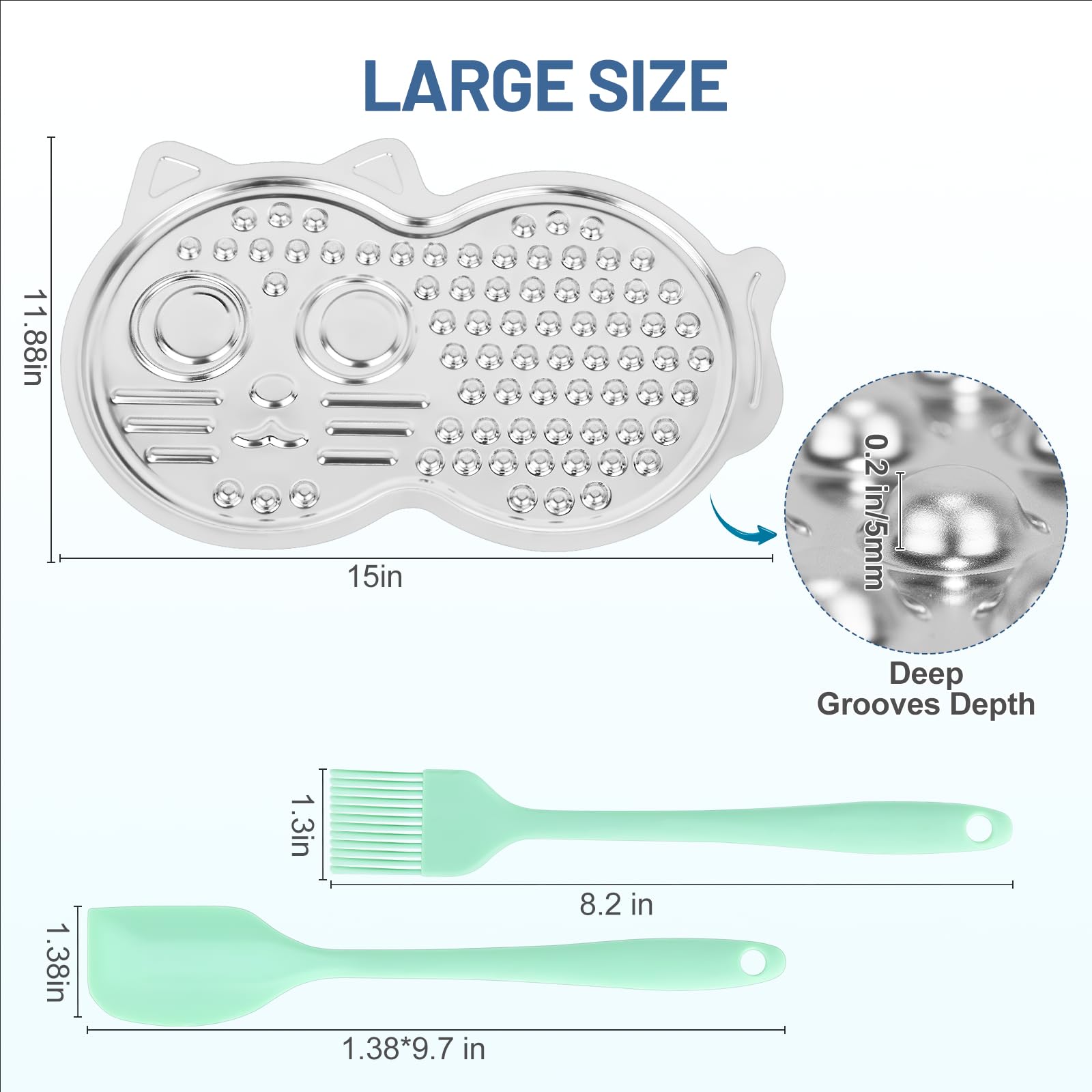 Morlivan stainless steel lick mat pet-shaped two zones — engaging feeding textures.