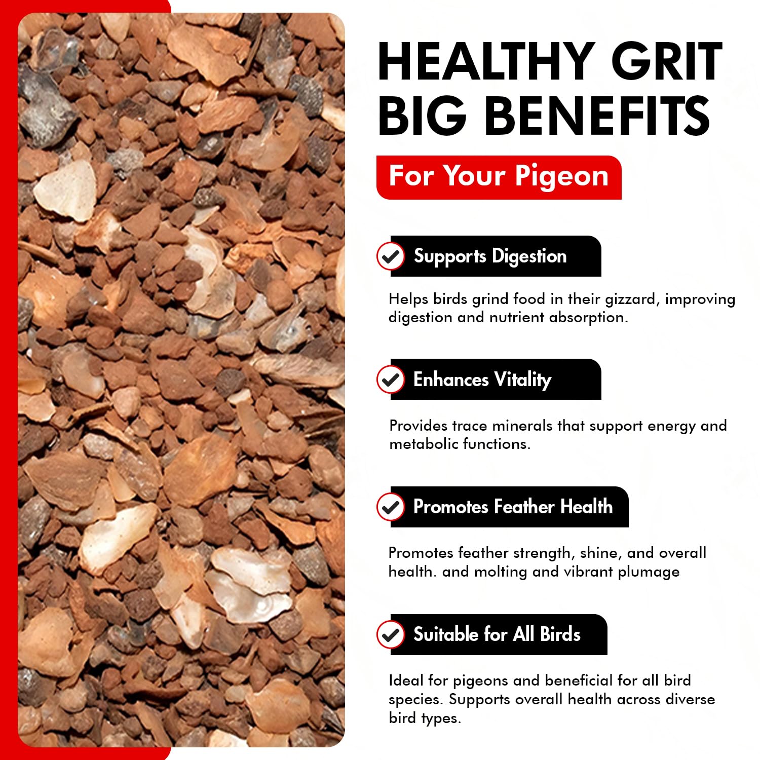 Morning Bird Pigeon Grit USA-made packaging underscores local quality standards.