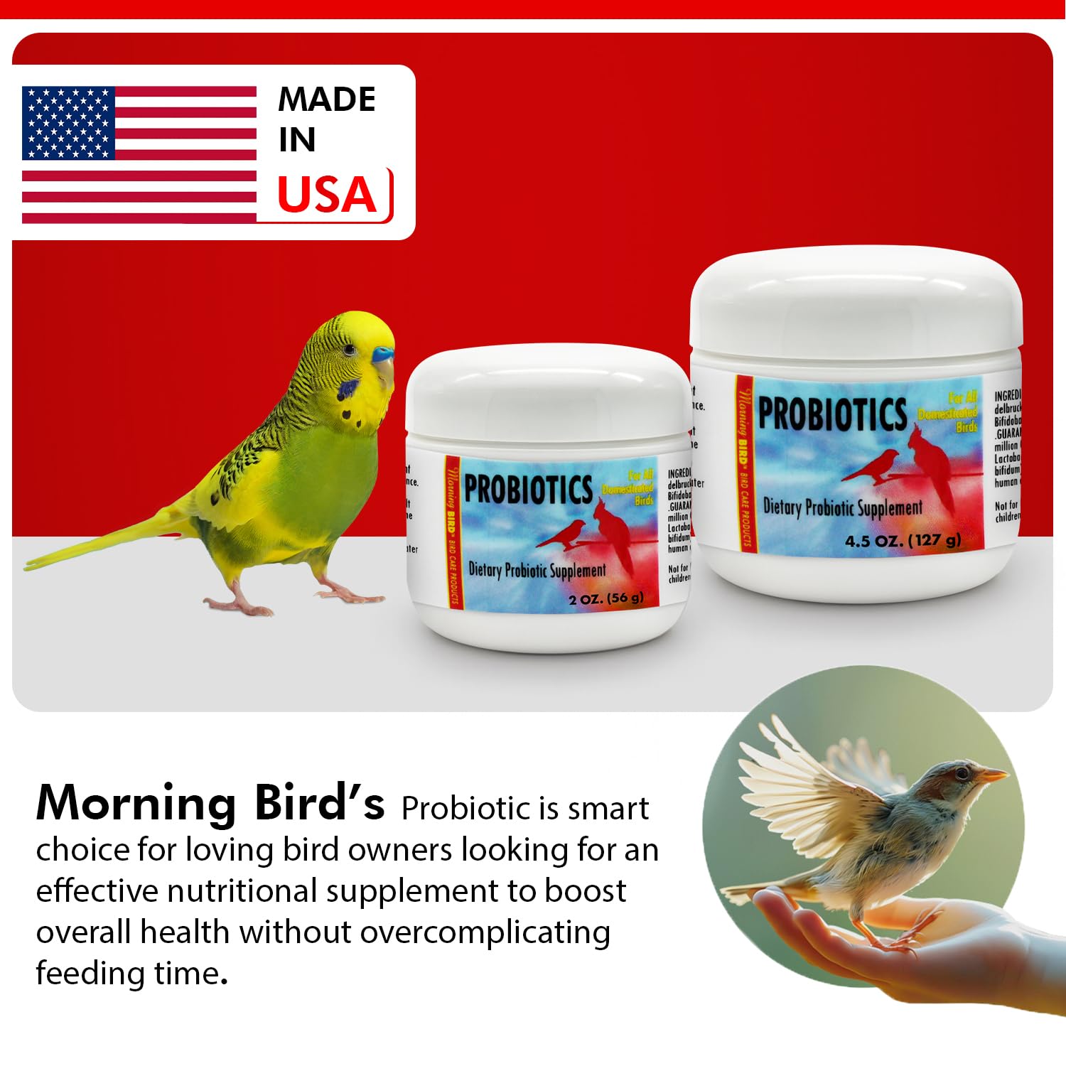 Morning Bird Probiotics feeding-time preparation supports digestive comfort.
