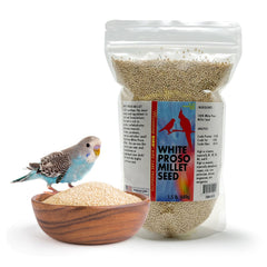 Morning Bird White Proso Millet seed bag front—fresh, natural food for healthy feather growth.