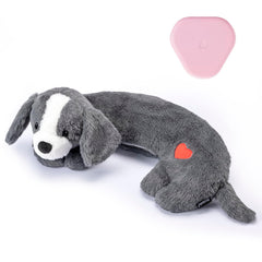 Moropaky heartbeat puppy toy closeup shows soft plush for calming cuddles