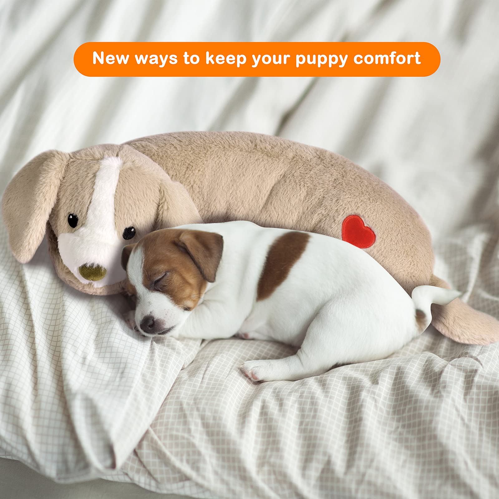 Moropaky Puppy Heartbeat Toy dog in kennel scene for gentle sleep aid