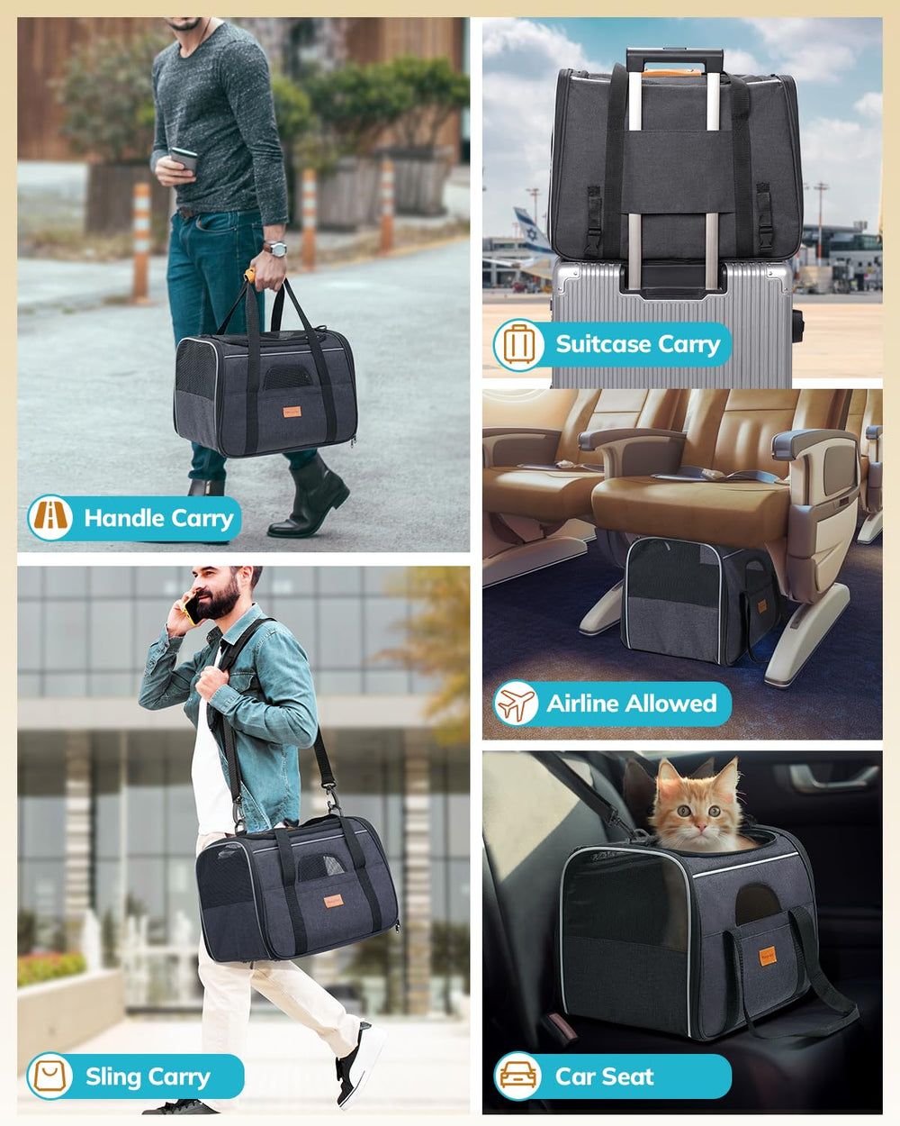 Morpilot Cat Carrier foldable bowl enables on-the-go feeding.