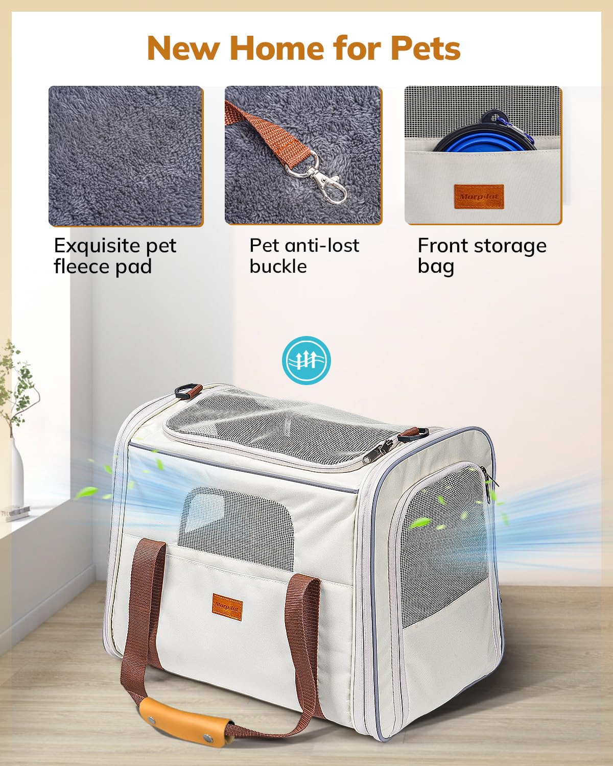 Morpilot cat carrier removable fleece mat for quick washing and comfort