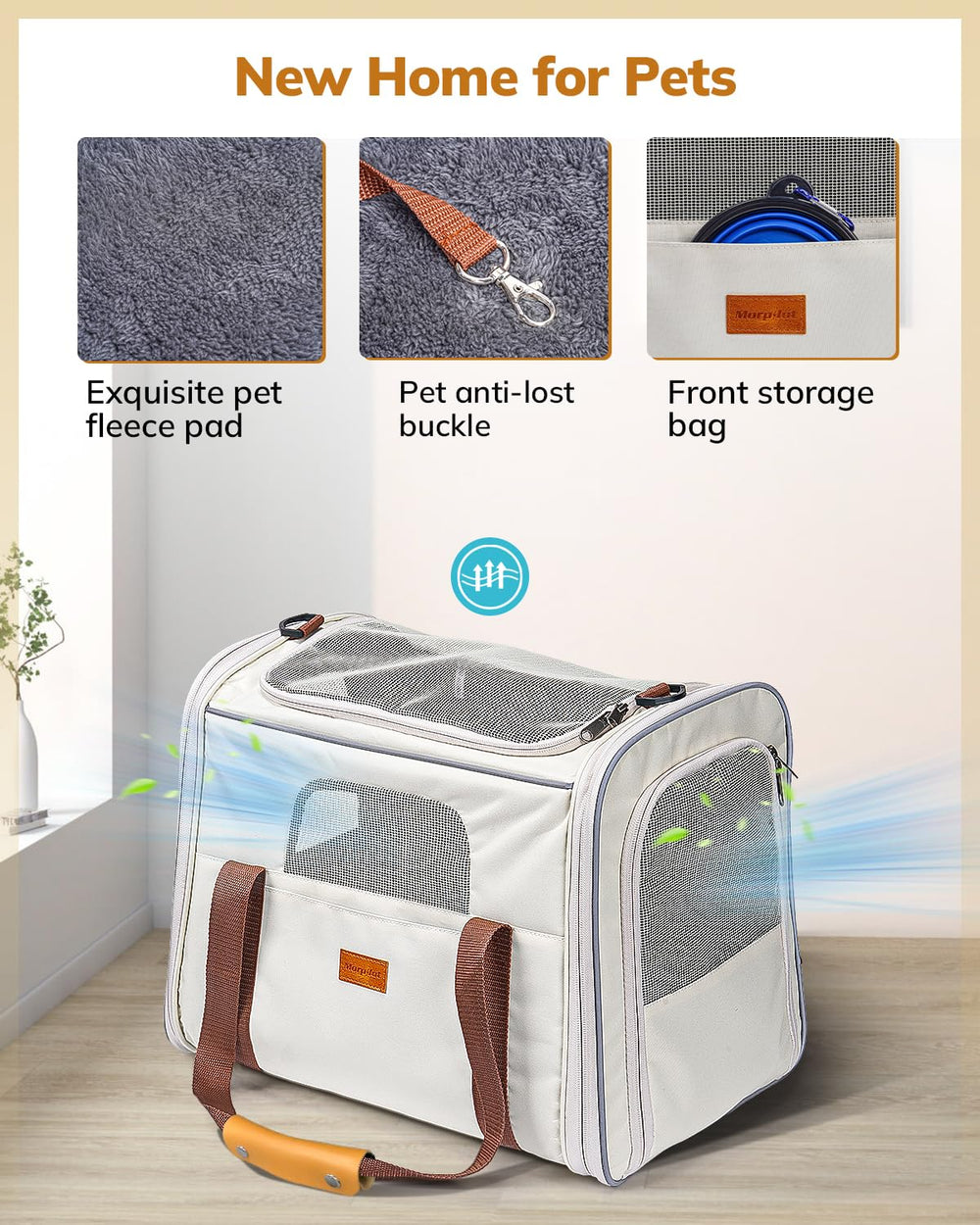 Morpilot cat carrier removable fleece mat for quick washing and comfort
