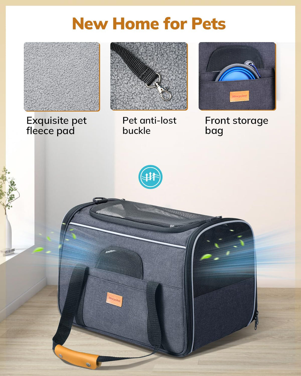 Morpilot Cat Carrier secure buckle helps prevent pet escapes.