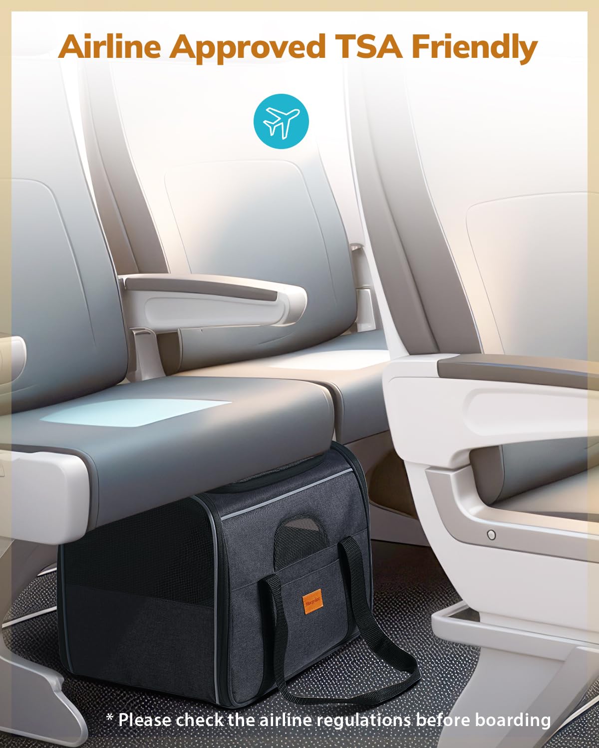 Morpilot Cat Carrier suitable for car, train, and airplane travel.