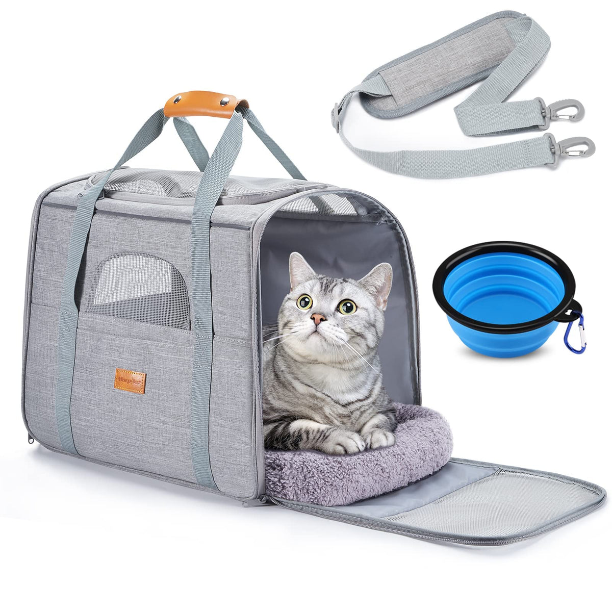 Morpilot portable cat carrier spacious enables comfortable stretching during travel.