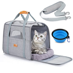 Morpilot portable cat carrier spacious enables comfortable stretching during travel.