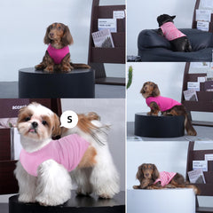 Morvigive 3-pack striped pink dog tshirt side view shows easy pull-on design for quick dressing