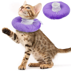 MORVIGIVE cat cone collar soft purple small, front view for gentle wound protection and comfort.
