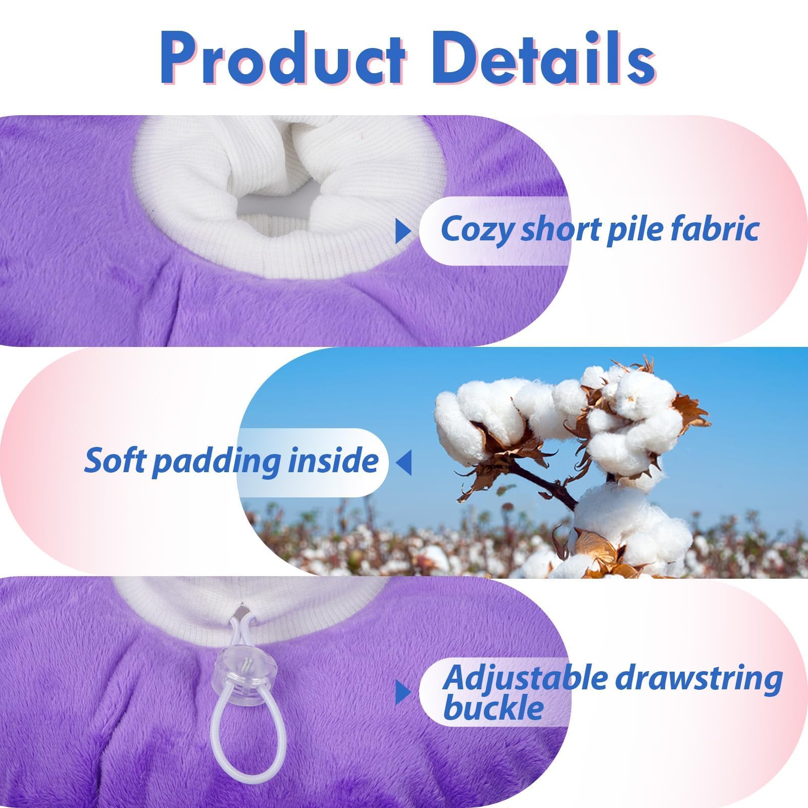 MORVIGIVE cat cone collar purple small e-collar supports recovery and resting comfort.