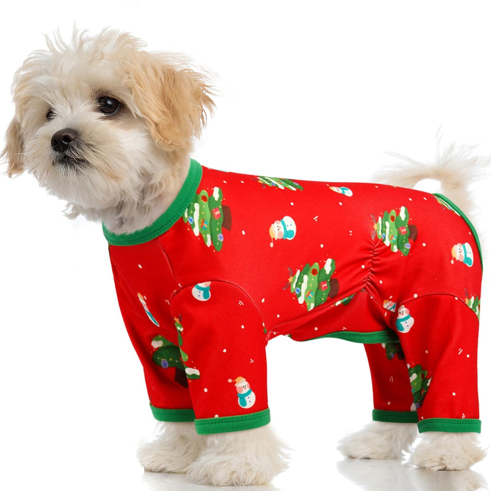 MORVIGIVE dog Christmas pajamas red-top offer cozy warmth for small dogs