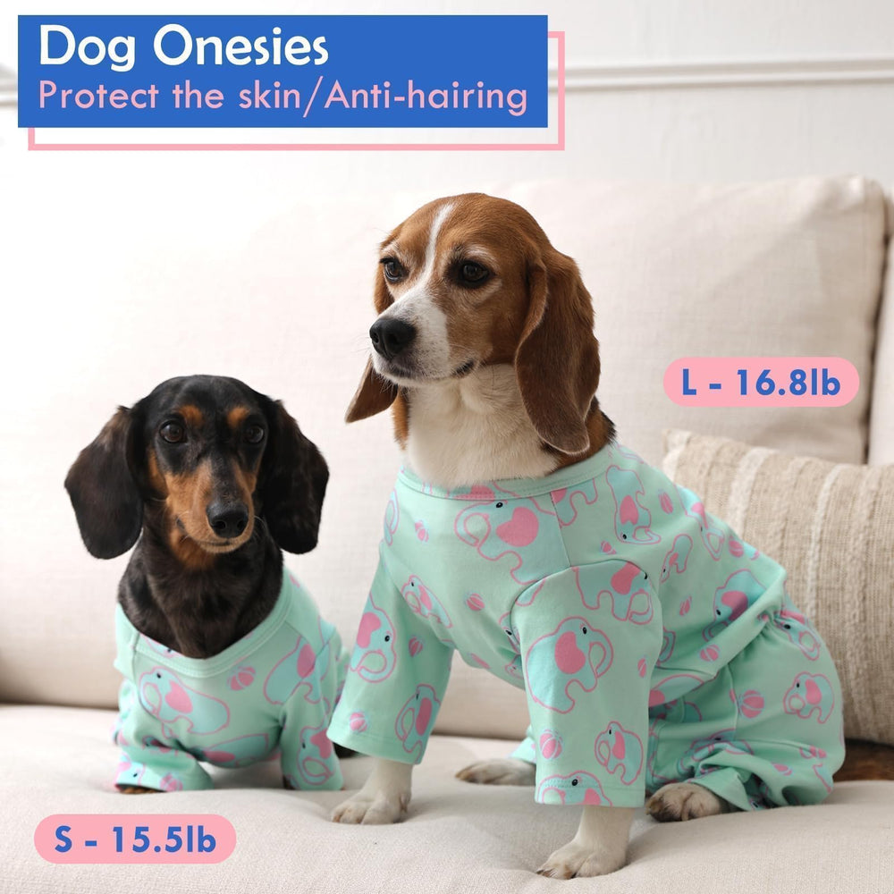 MORVIGIVE large dog pajamas four-legs onesie shows snug, secure wear.