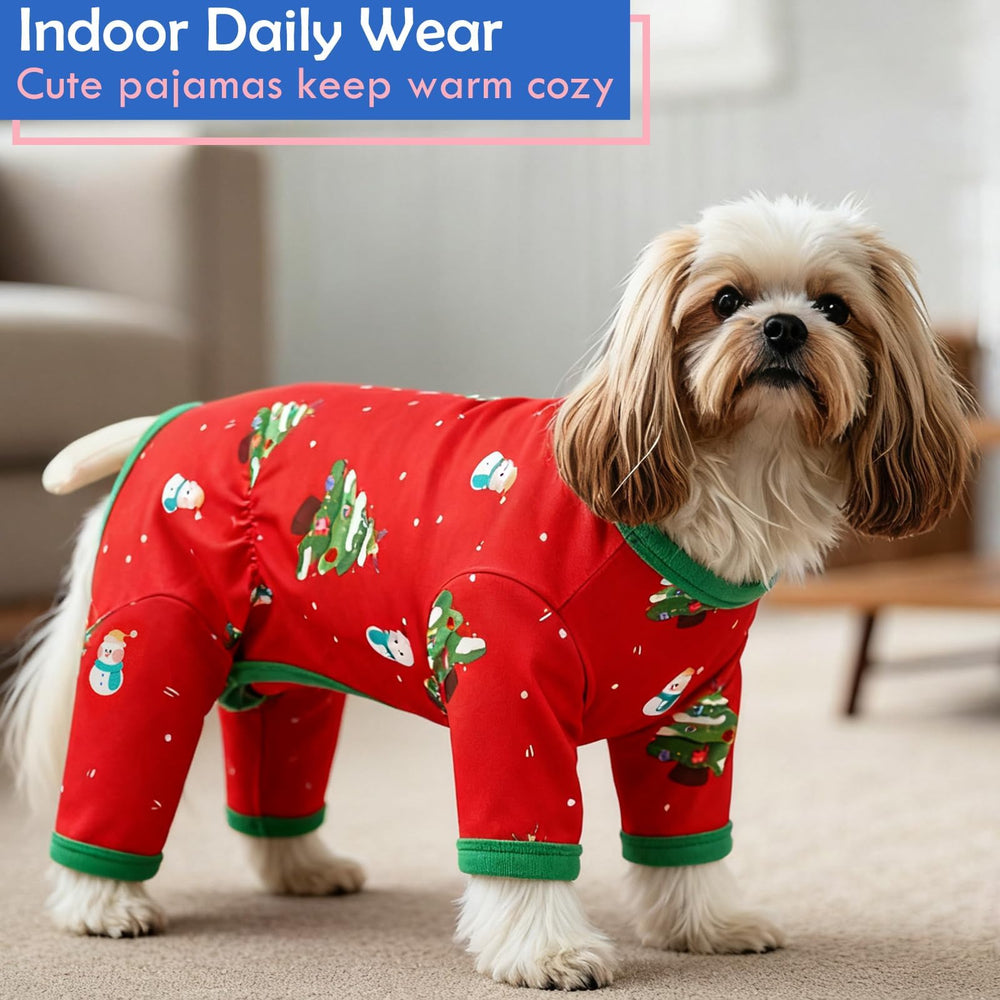 MORVIGIVE XS Christmas Dog PJS pattern close-up of cute holiday prints