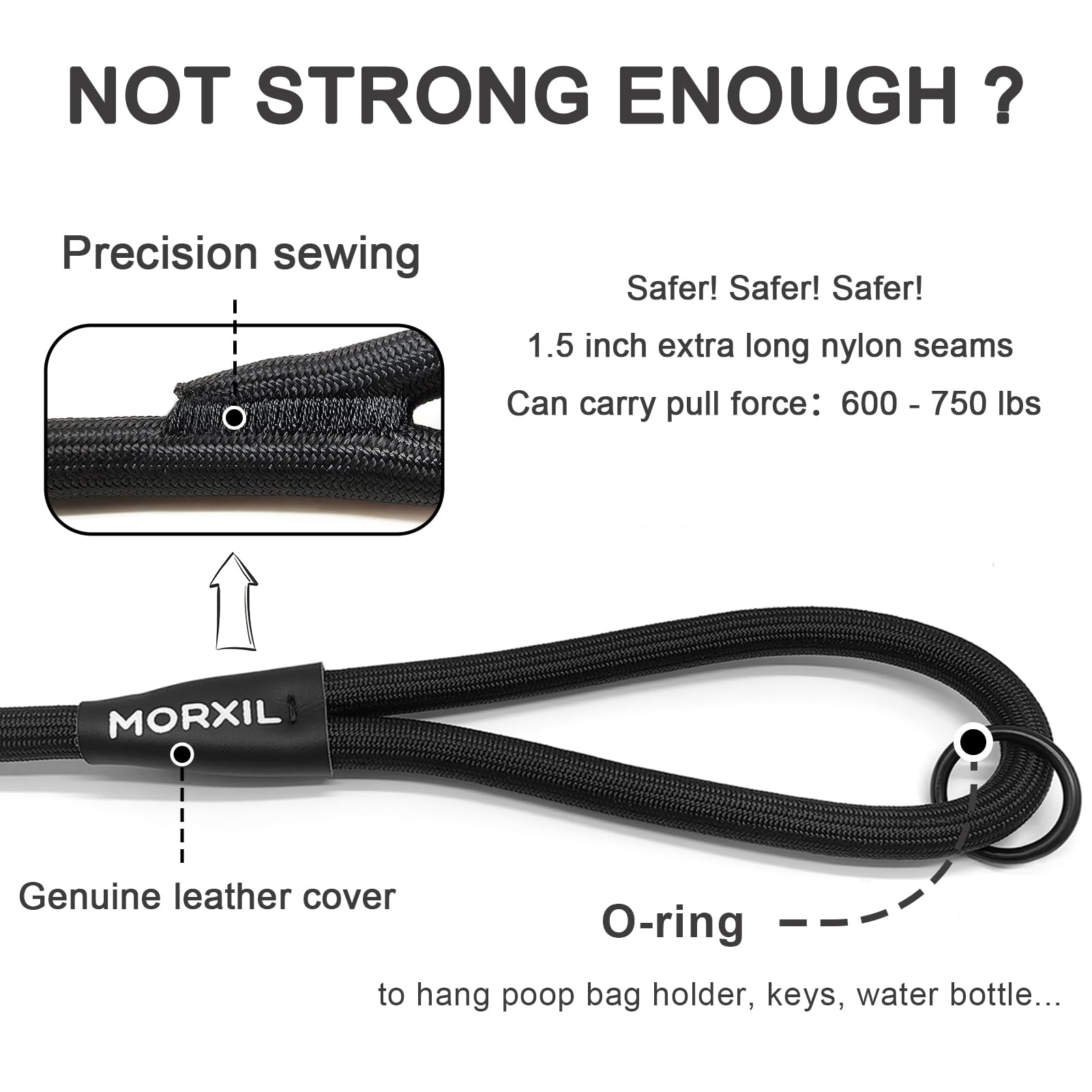 MORXIL slip leash with comfortable grip during walks