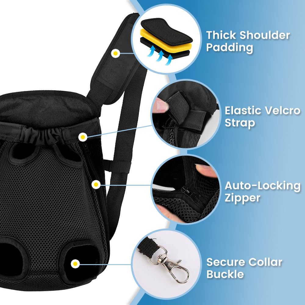 Mosago dog carrier legs-tail-open image shows natural comfort and airflow