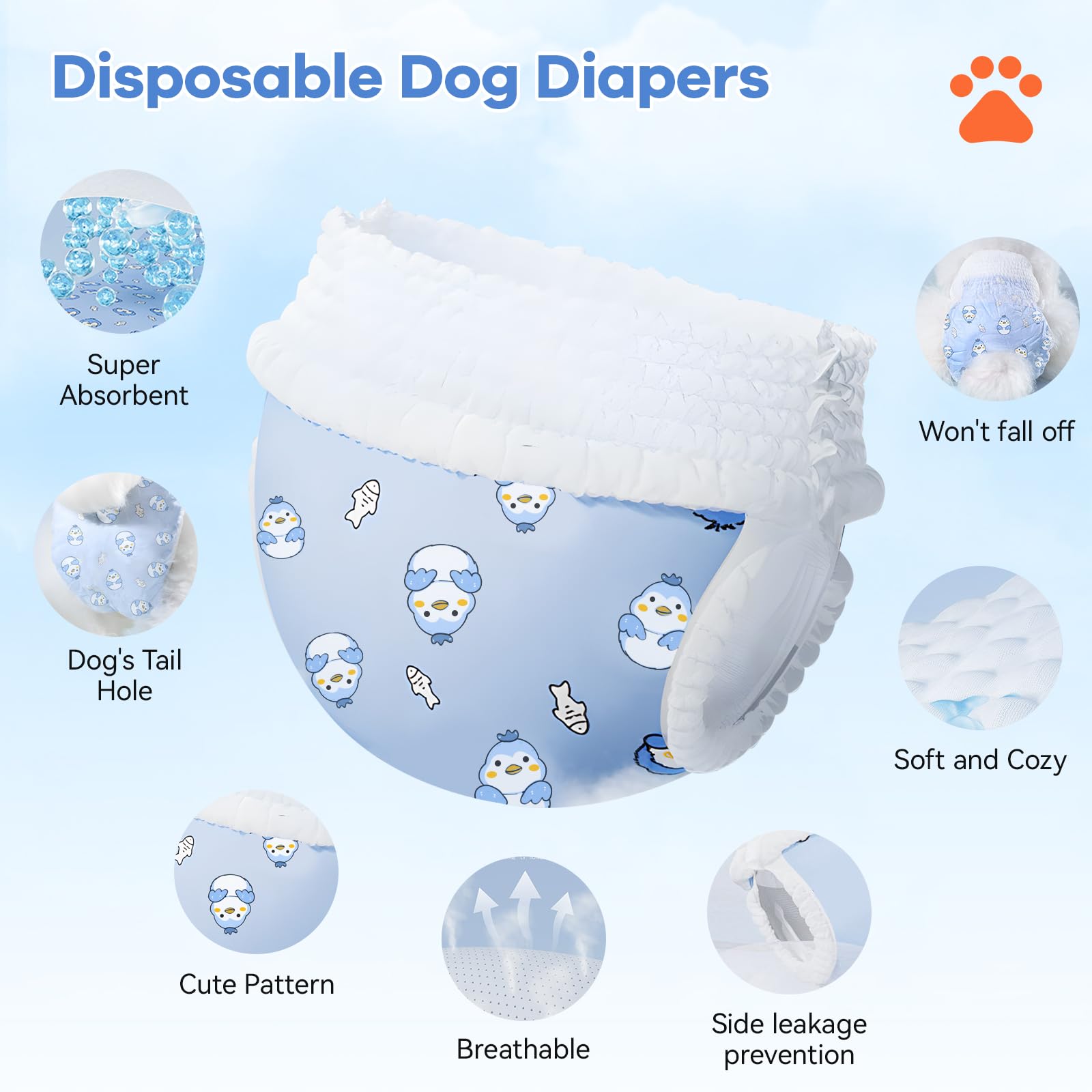 Mosamart diaper tail-hole design allows easy tail movement.