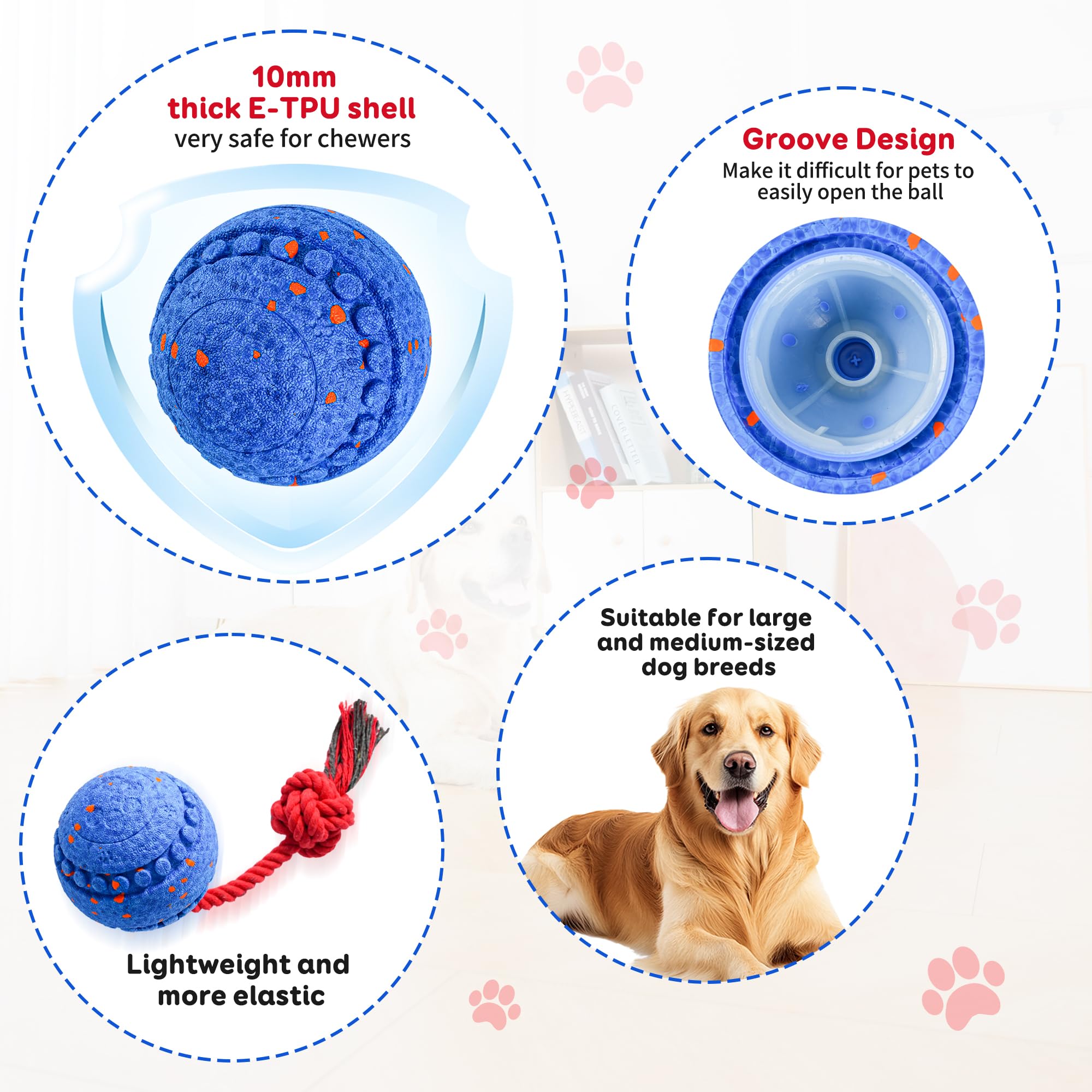 Moseyuh groove-design ball keeps play compact and safer for dogs.