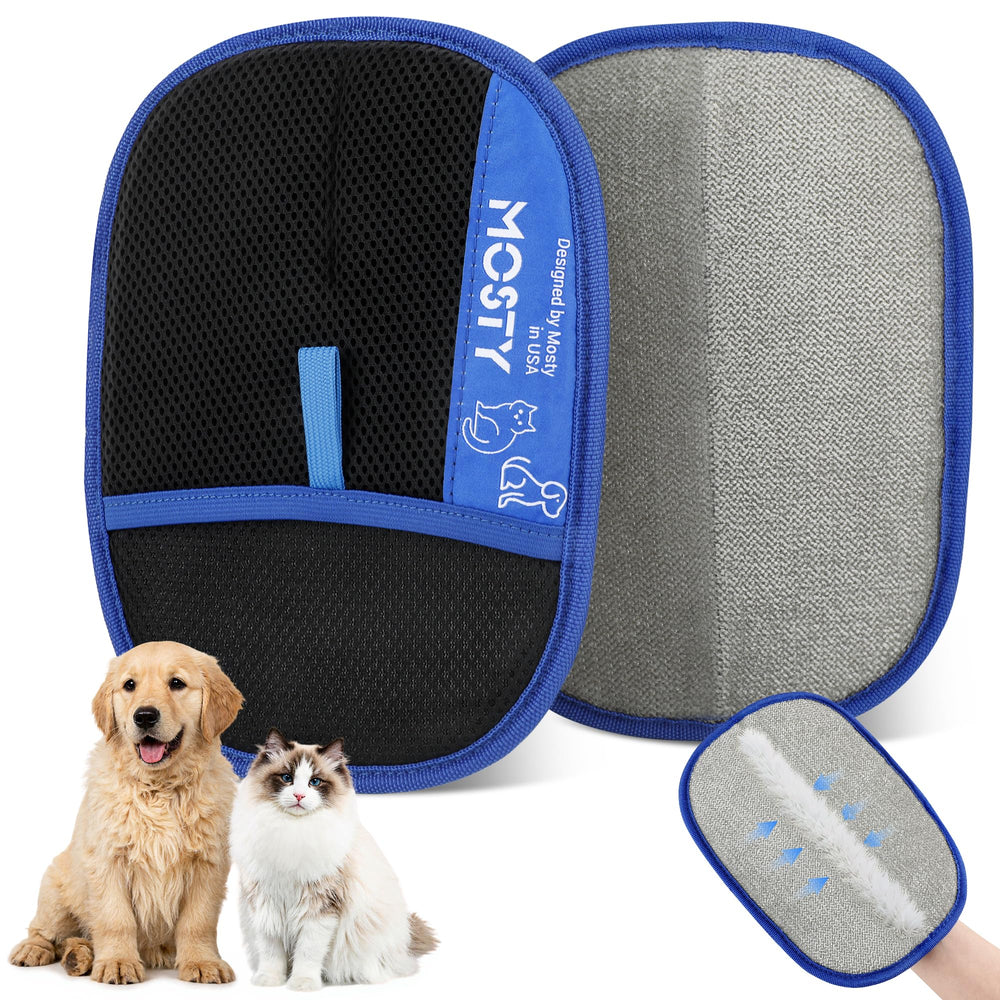 MOSTY Pet Hair Removal Glove double-sided action lifts fur from furniture