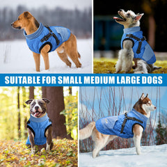 Mosucoirl Warm Dog Coat side view highlights harness-friendly design for leash outings.