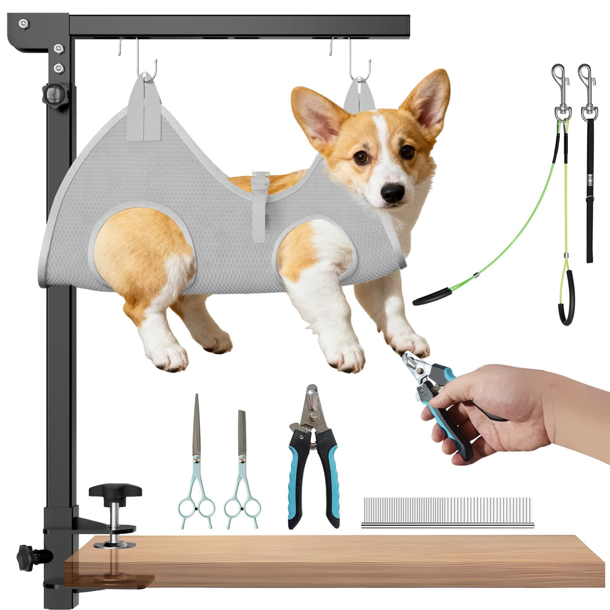 Mot Ycse grooming table arm hammock setup securing small dogs during grooming