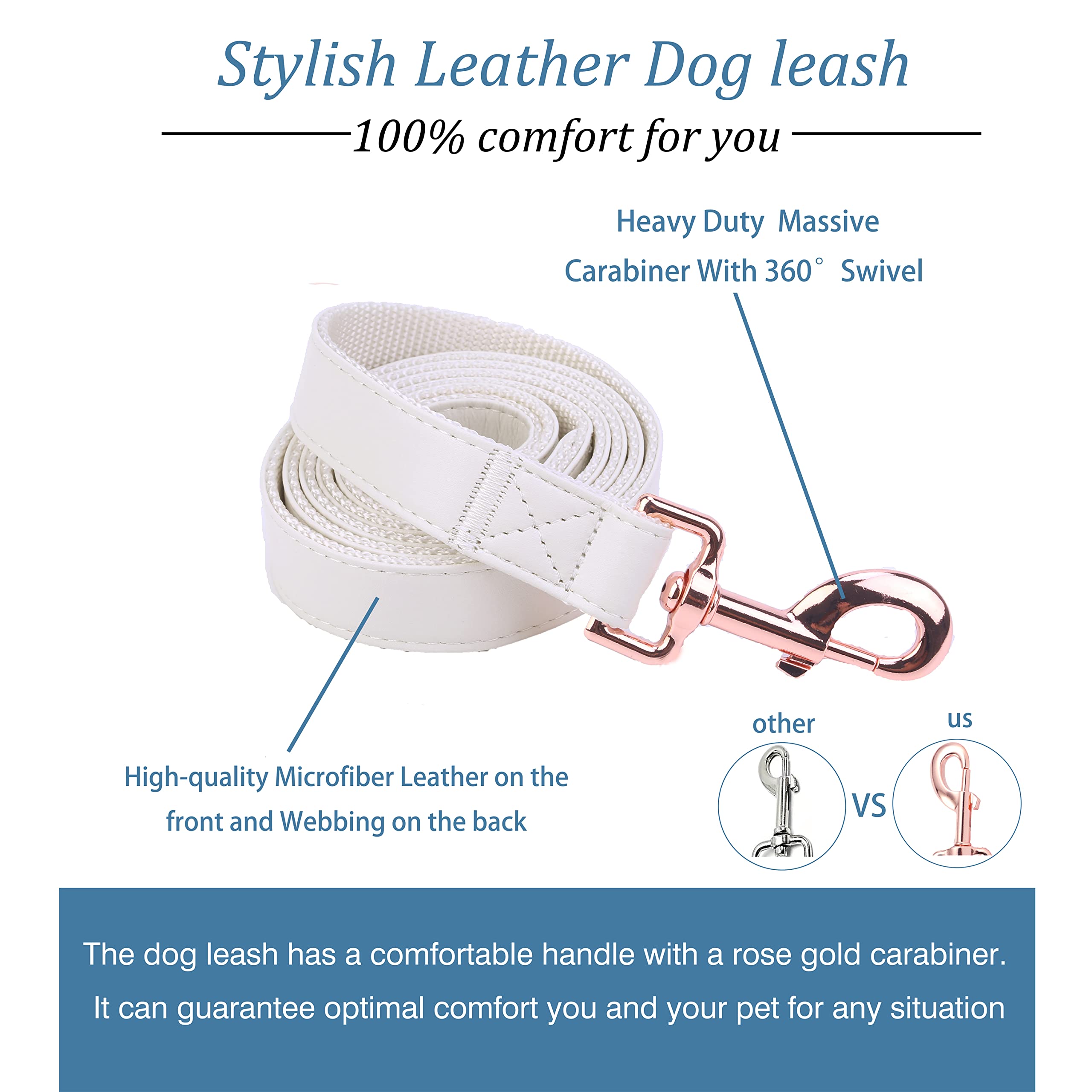 MoTaity rose-gold buckle detail on dog collar-leash set for stylish durability.